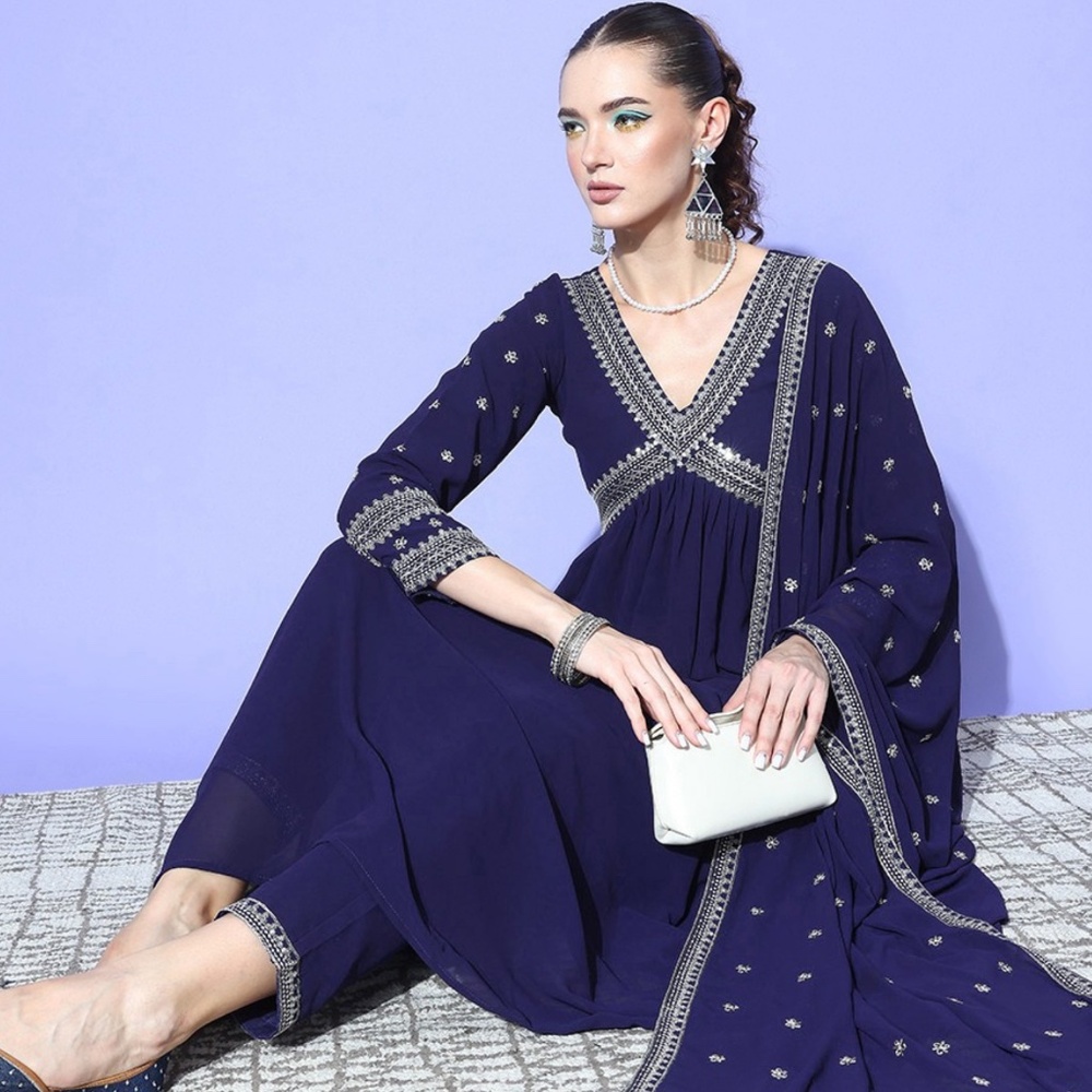 Indian Anarkali Blue Salwar Suite